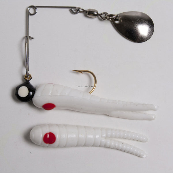Betts 021ST-35N Spin Split Tail Lure, 1", 1/32 oz, White/Red Dot