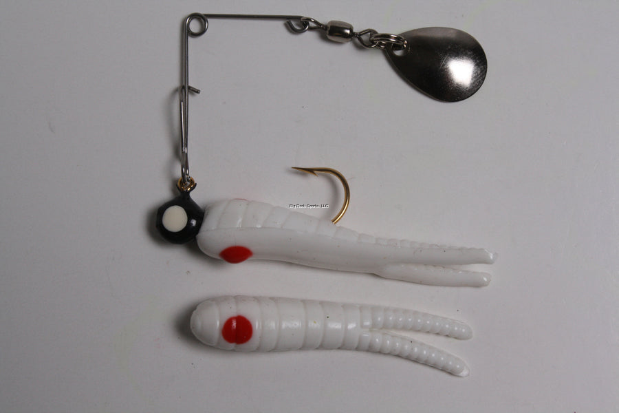 Betts 022ST-35N Spin Split Tail Lure, 1 1/2", 1/16 oz, White/Red Dot