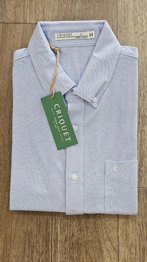 Criquet Oxford Knit Button Down, Light Blue