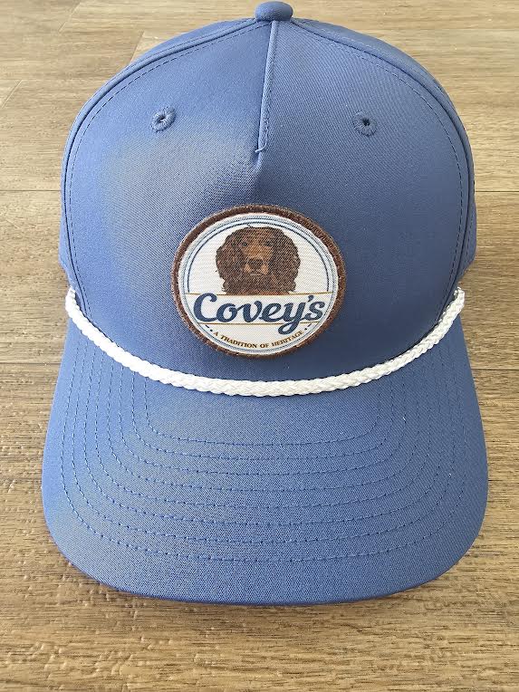 Covey's Logo Patch Hat Blue with White Rope
