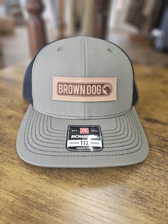 Brown Dog Hat, Loden/Black 112 with Standard Leather Patch