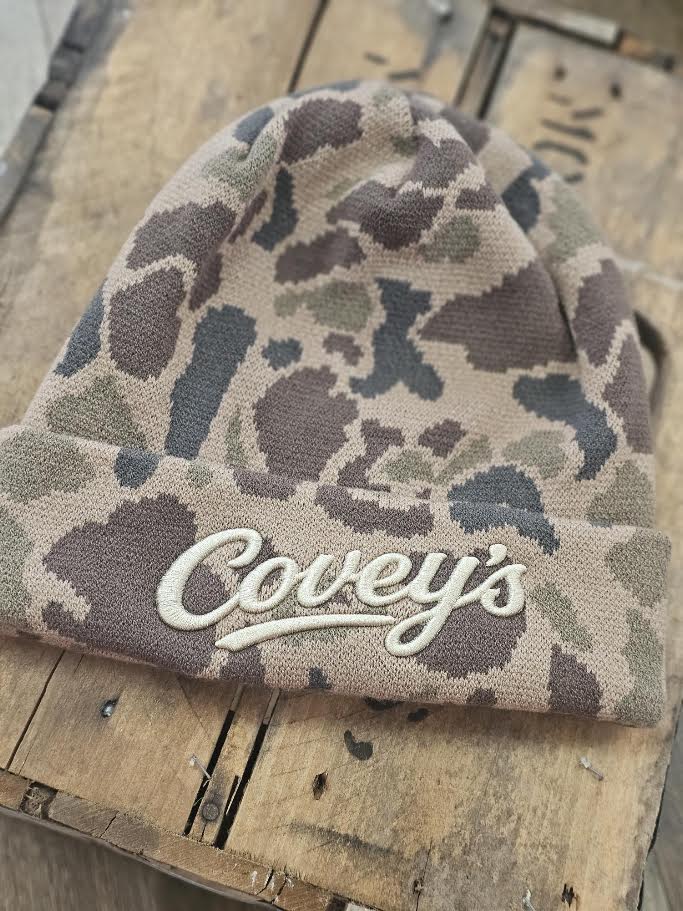 Covey's Logo Beanie, Bark Duck Camo