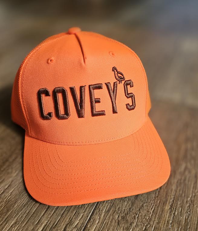 Covey's Logo Hat, Blaze Orange with Brown Logo