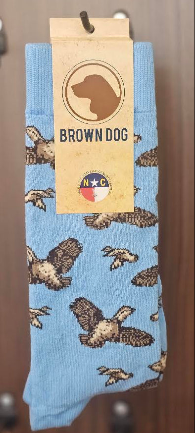 Brown Dog Hosiery Flying Quail Della Blue