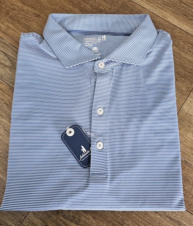 johnnie-O Performance Jersey Polo - Lyndonn Stripe, Kona Lake