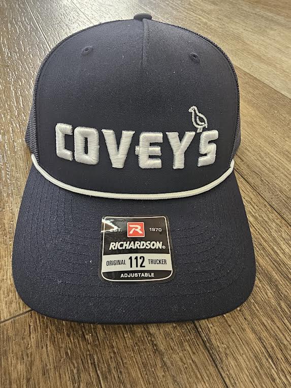 Covey's Logo Hat, Solid Navy with White Rope