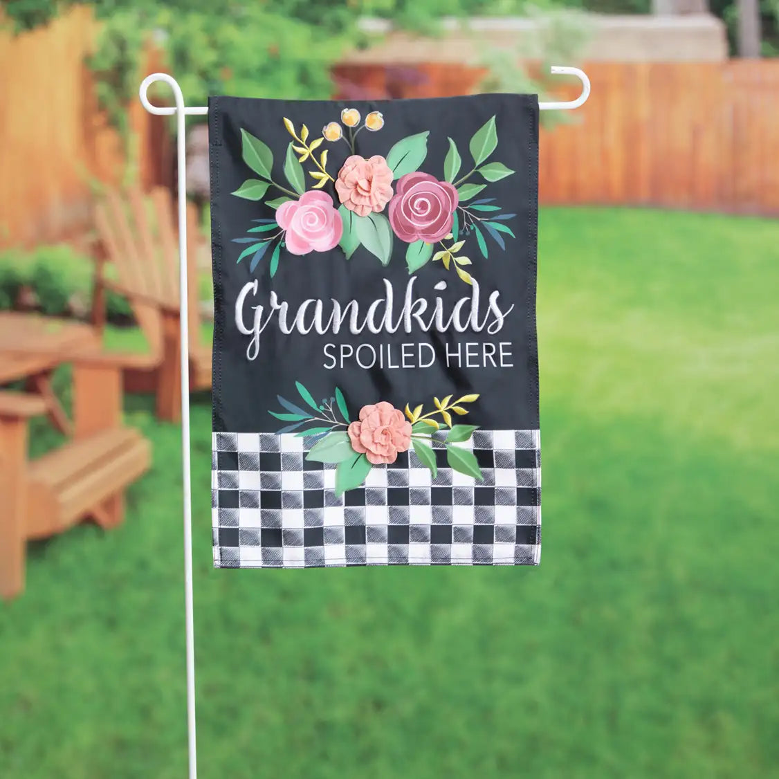Evergreen Grandkids Spoiled Here Applique Garden Flag