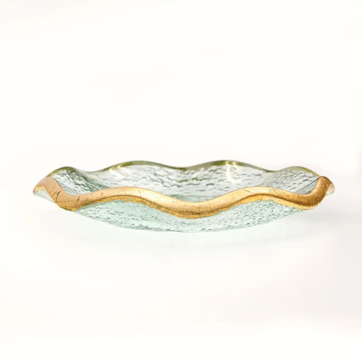 Austria Glass Trinket Dish Clear/Gold