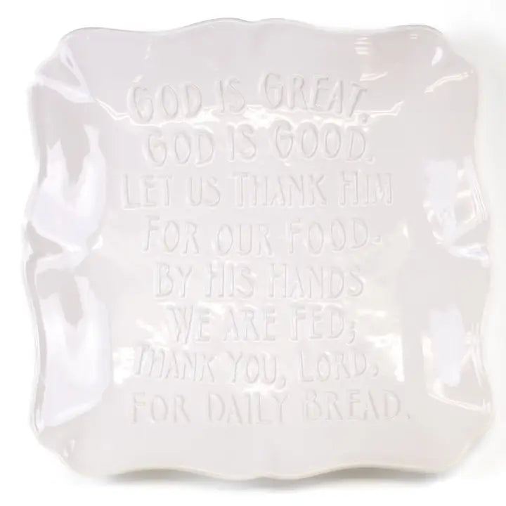 God Is Great Square Platter, White 11.5x11.5