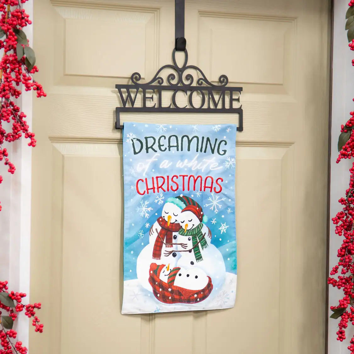 Evergreen Welcome Garden Flag Over The Door Hanger