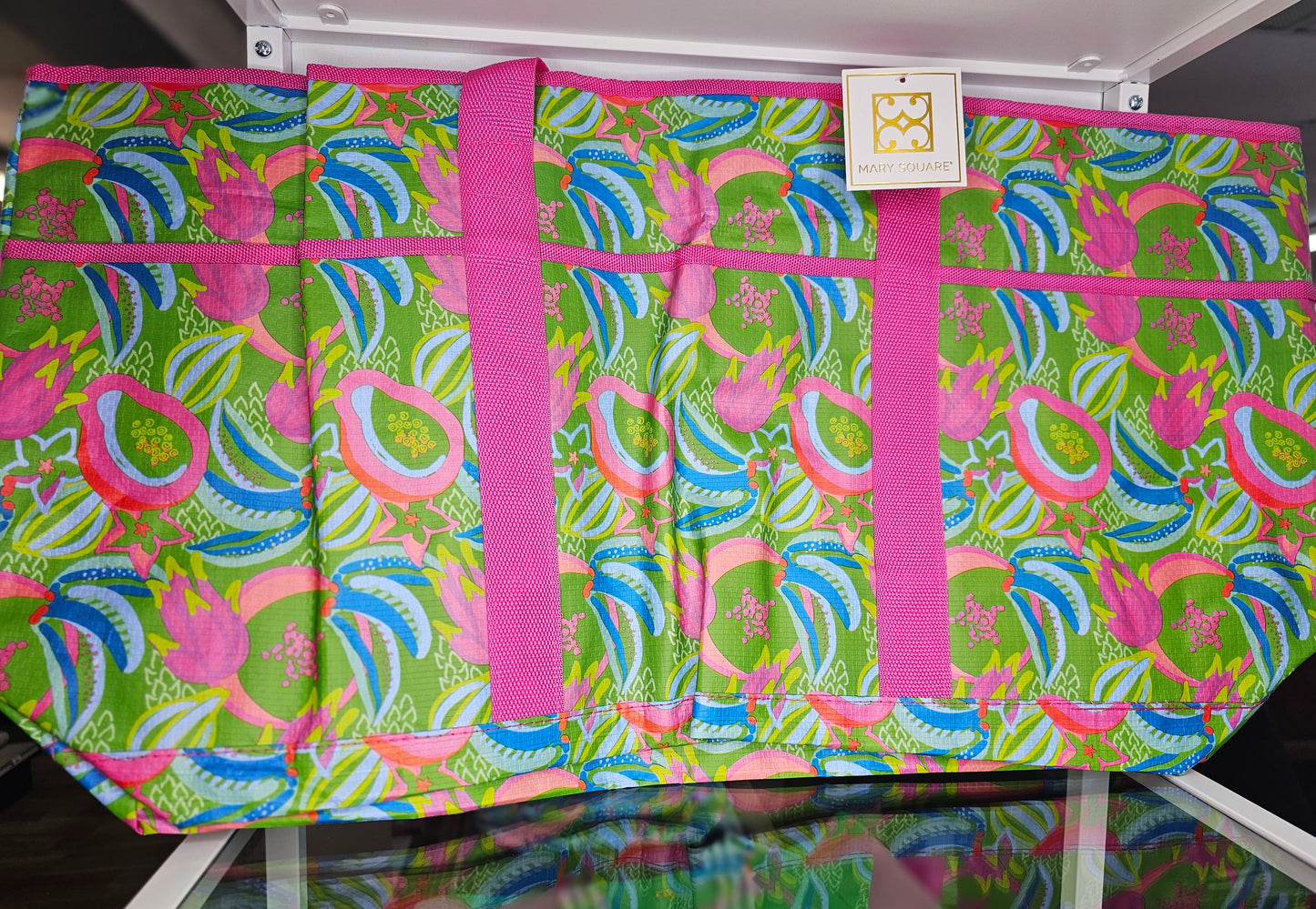 Mary Square Utility Tote, In The Trees Mint