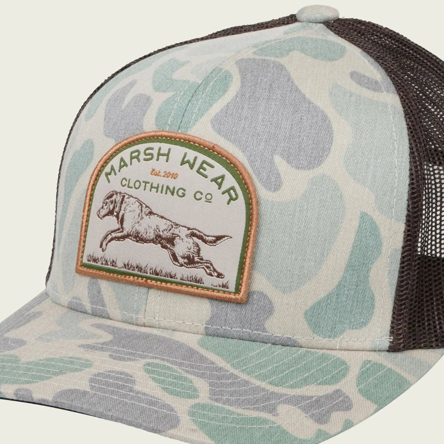 Marsh Wear Retrieve Trucker Hat, Green Camo