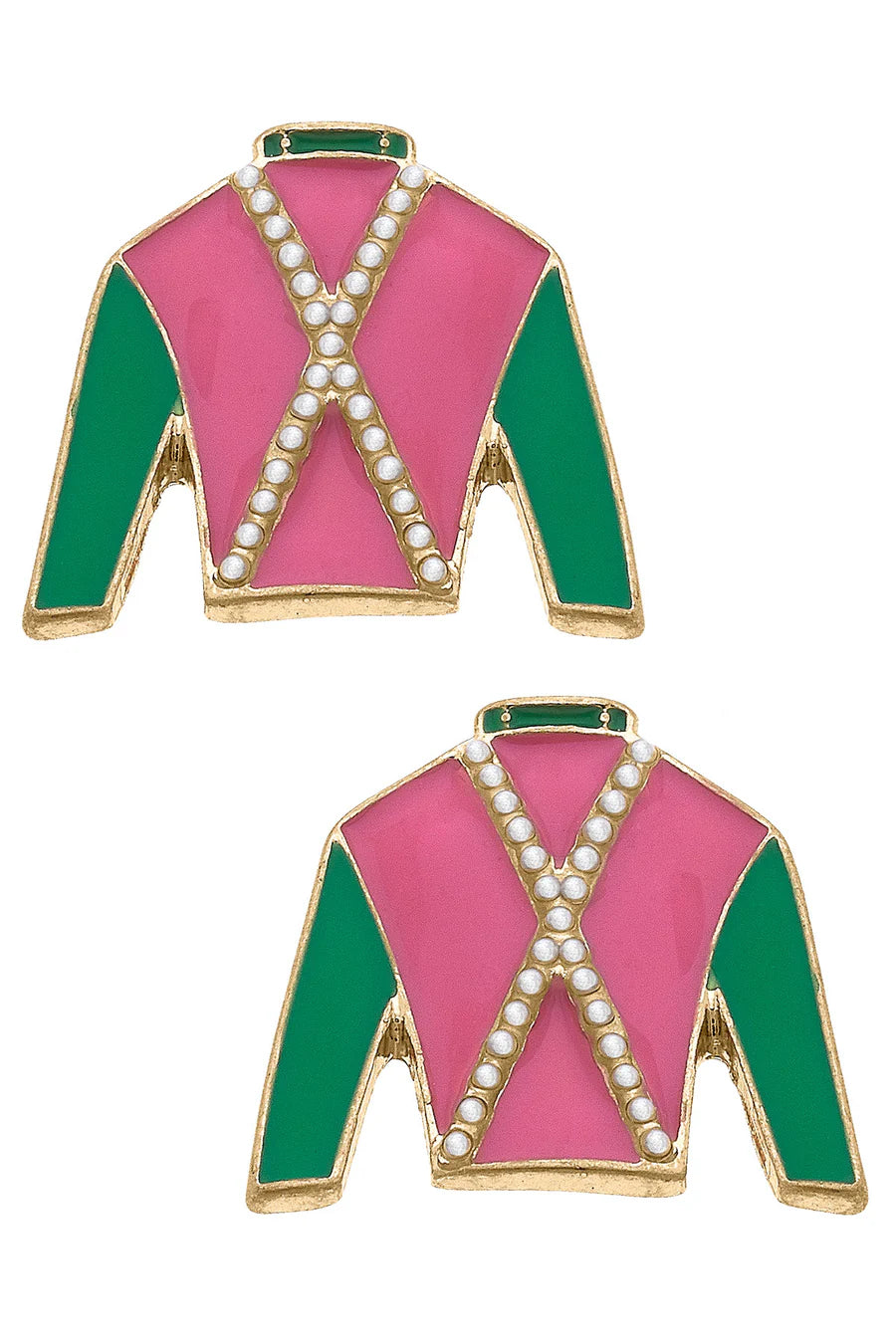Canvas Justify Jockey Silk Enamel Stud Earrings