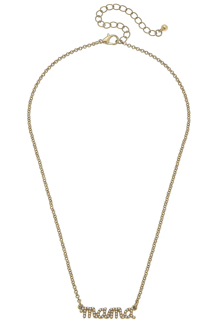 Canvas Mama Pearl Studded Script Necklace