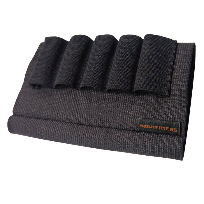 Elastic buttstock shotshell carrier, Shotgun, 5 loops, black