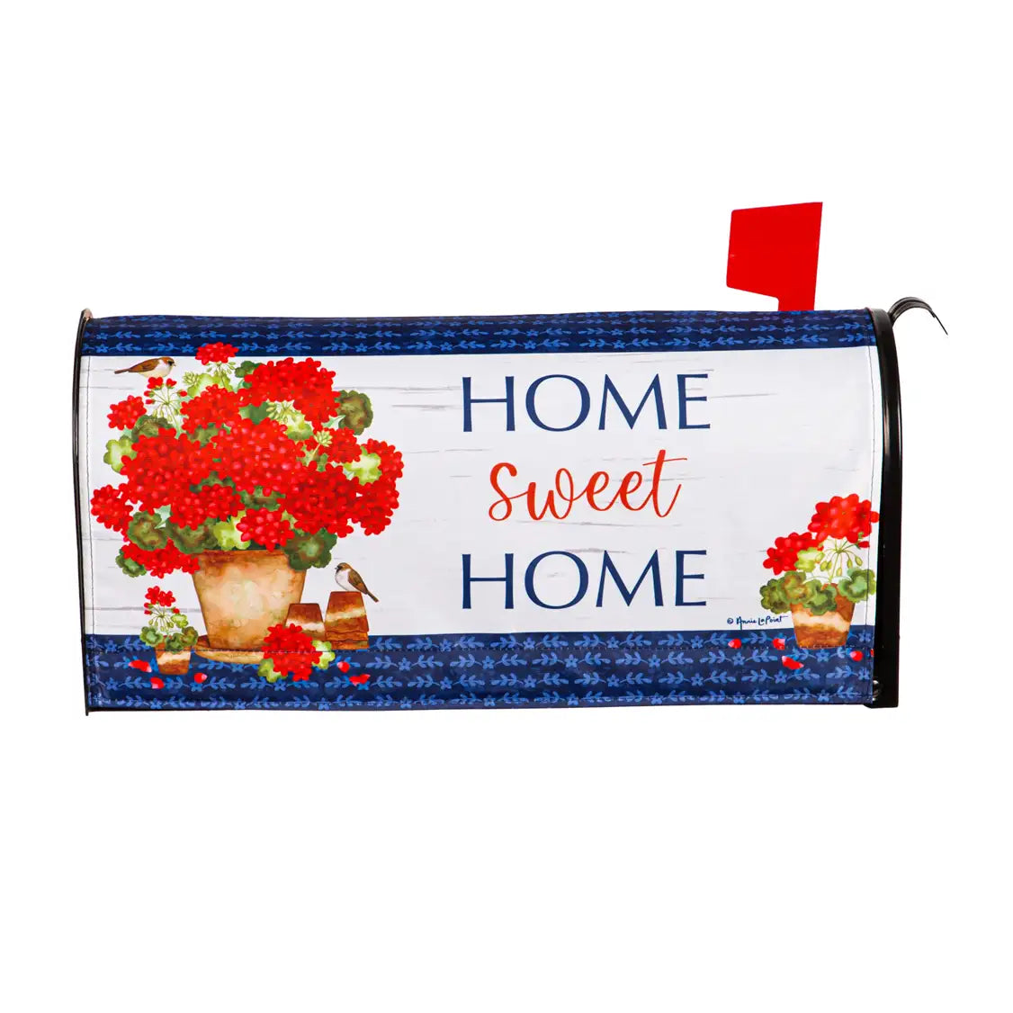Evergreen Red Geraniums Mailbox Cover