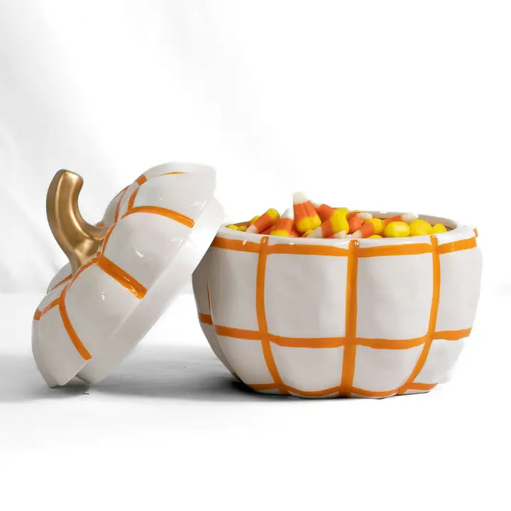 Monica Pumpkin Candy Dish White/Orange 6x6