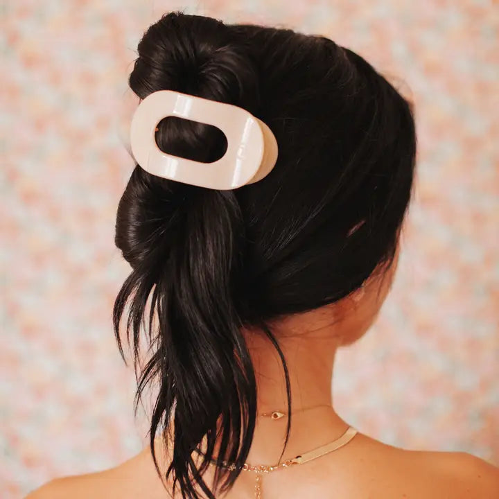 Teleties Almond Beige Medium Flat Round Clip