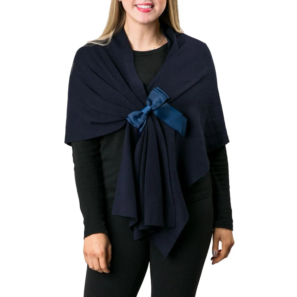 Grosgrain Ribbon Bow Keyhole Wrap, Navy