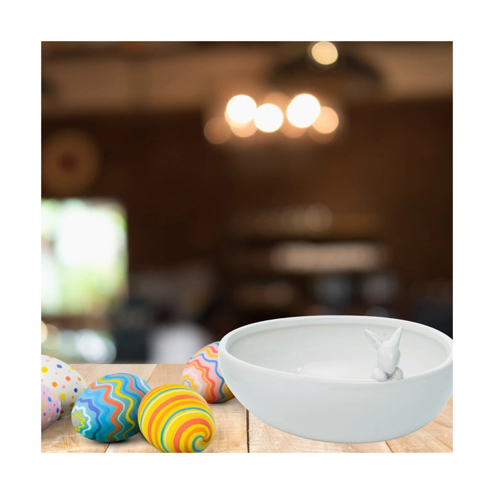Ceramic 6.3" White Easter Bunny Bowl
