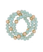 3 Row Satin Ball Accent Beads Bracelet