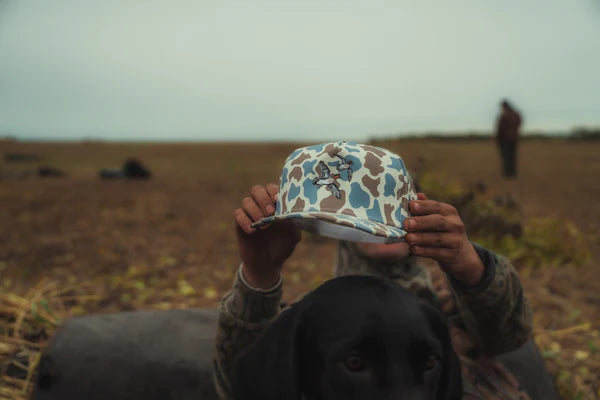East Coast Waterfowl Bankin Teal Embroidered Hat- Blue Old School Camo