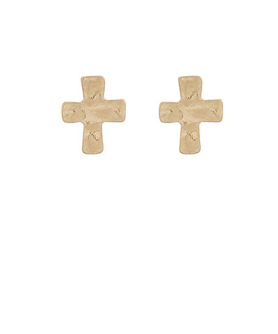 Hammered Cross Stud Earrings