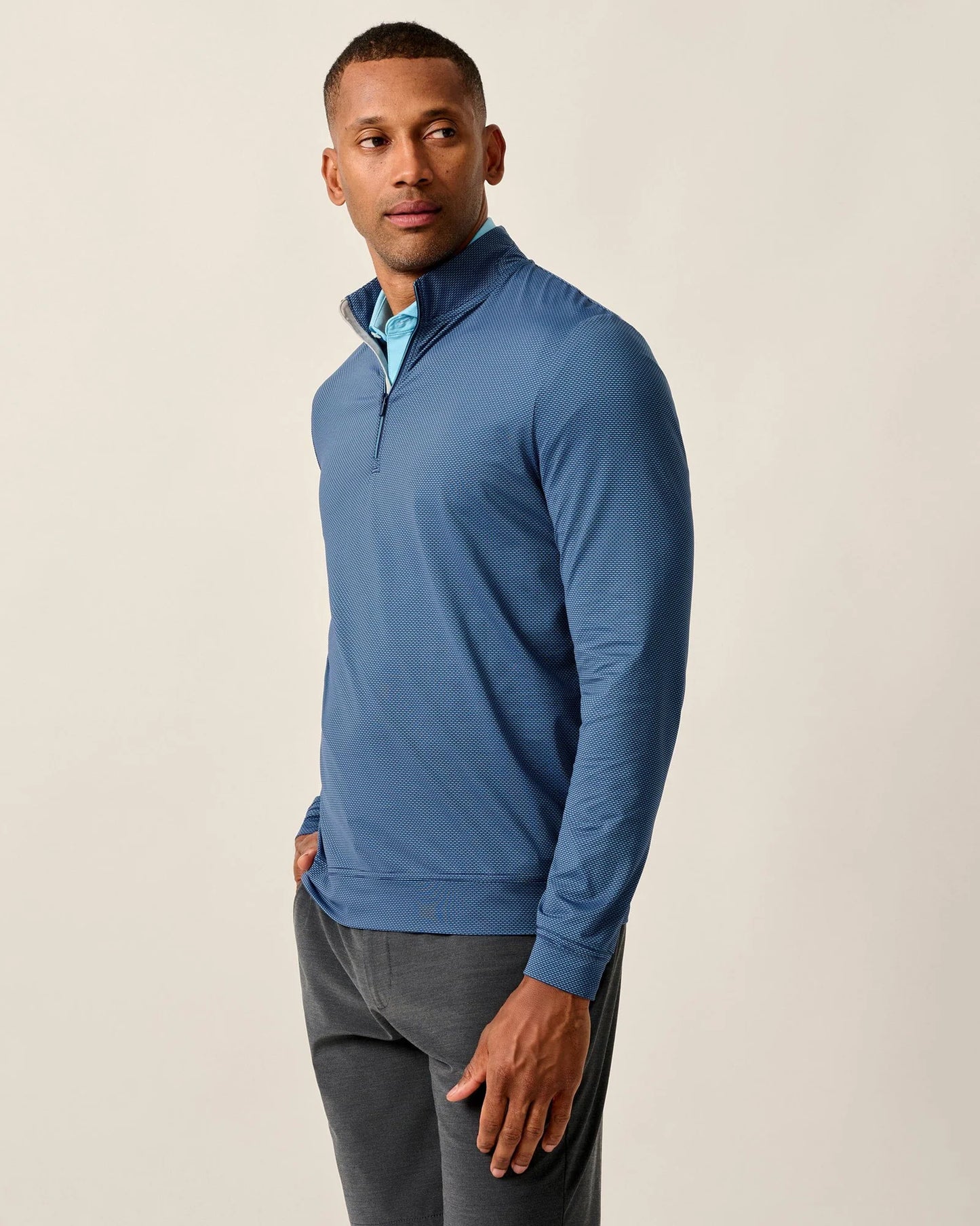 johnnie-O Jamie Jacquard Stretch 1/4-Zip Pullover, Navy Mahalo