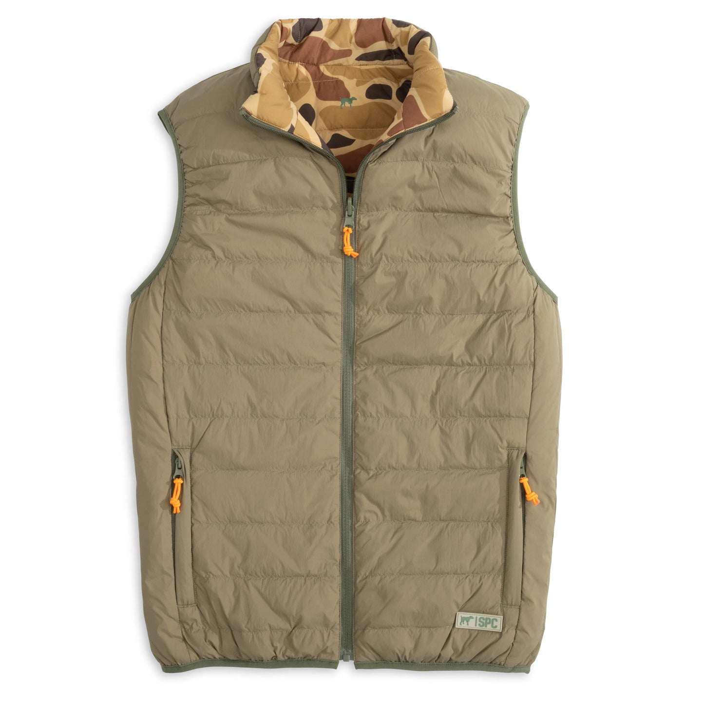 Southern Point Field Series Reversible Down Vest, Olive/Camo