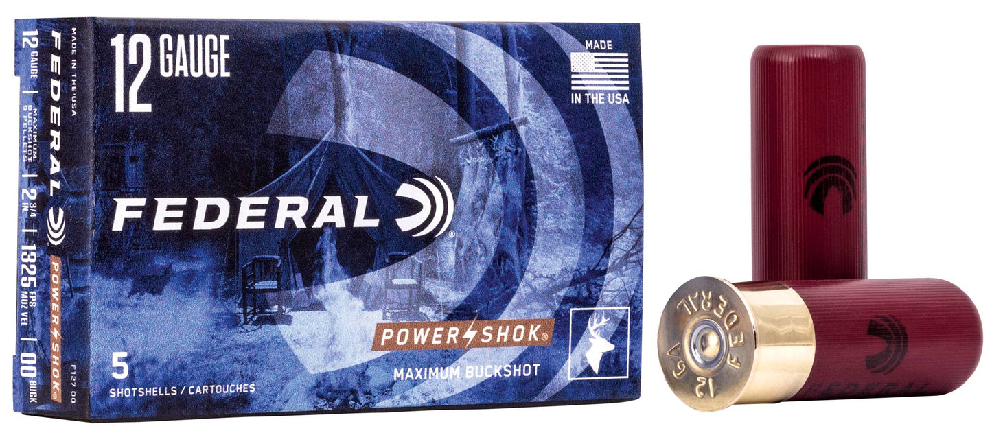 FEDERAL POWER SHOK BUCKSHOT 12GA 2.75in MAX 00 5bx