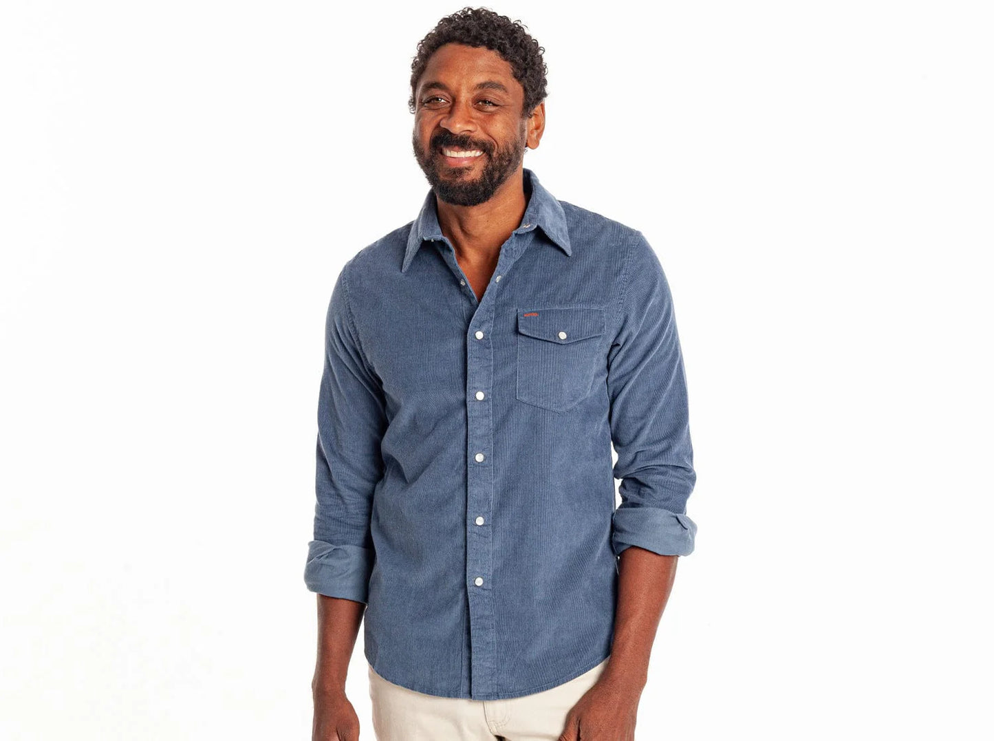 Criquet Corduroy Pearl Snap Slate Blue