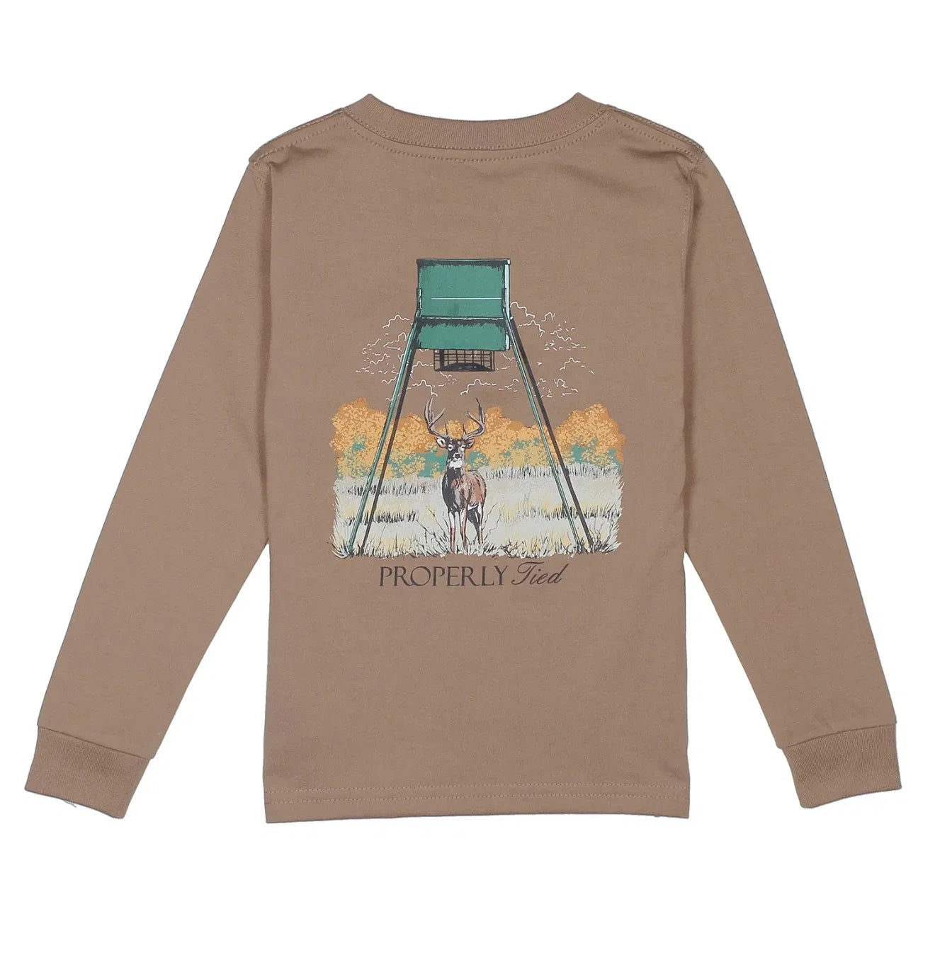Properly Tied Boys Deer Feeder Long Sleeve, Walnut