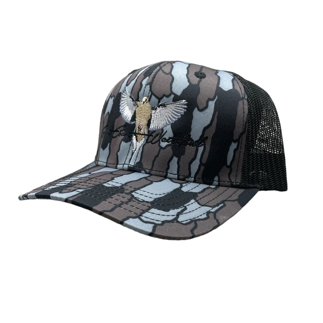 East Coast Waterfowl Decoying Dove ECW Logo Hat, Cypress Swamp Camo/ Black