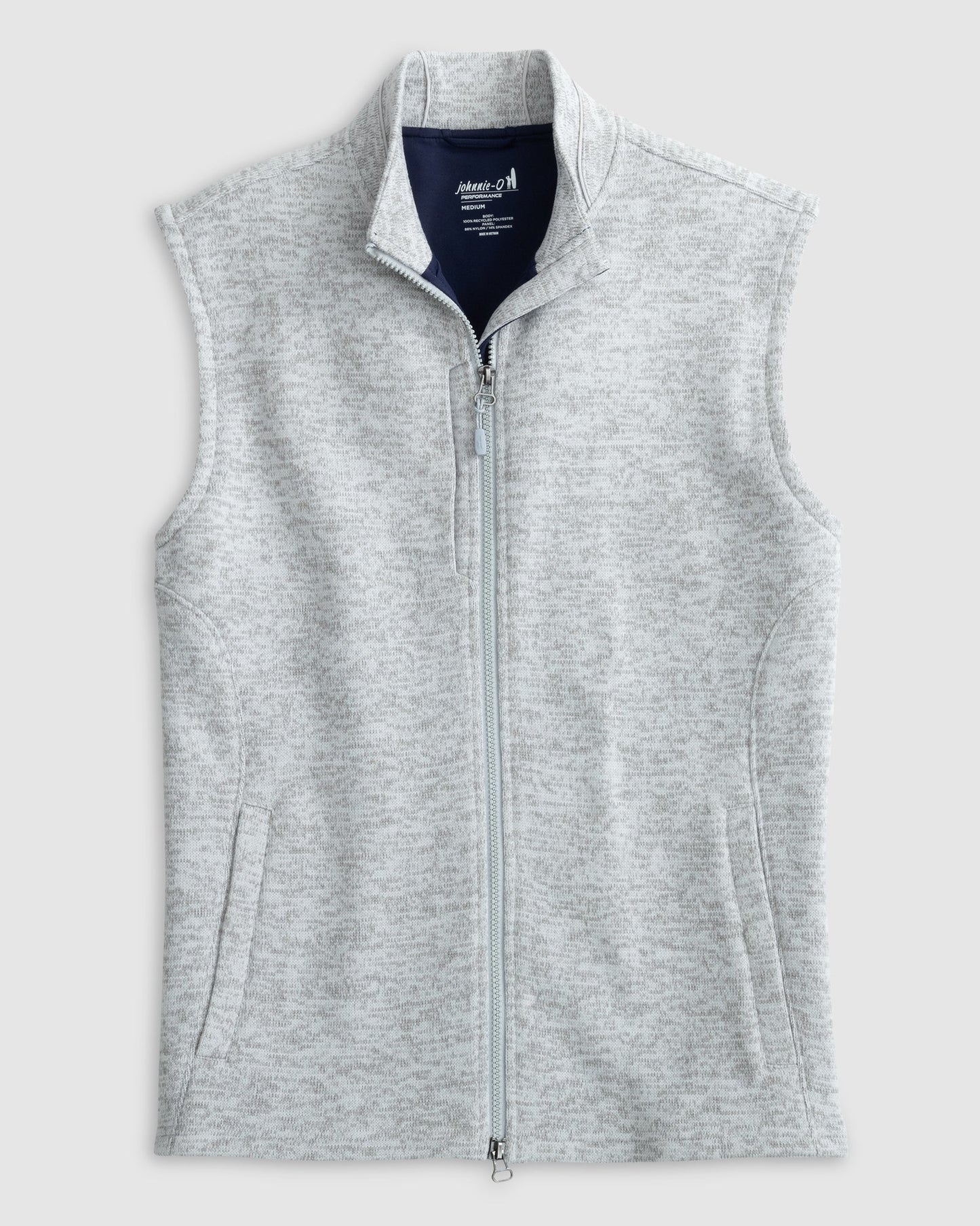 johnnie-O Denali Double-Zip Fleece Vest- Light Gray