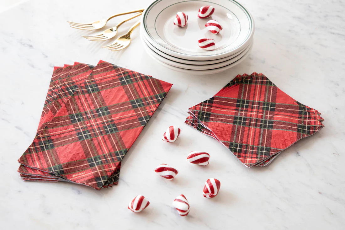 Hester & Cook Red Plaid Guest Napkins