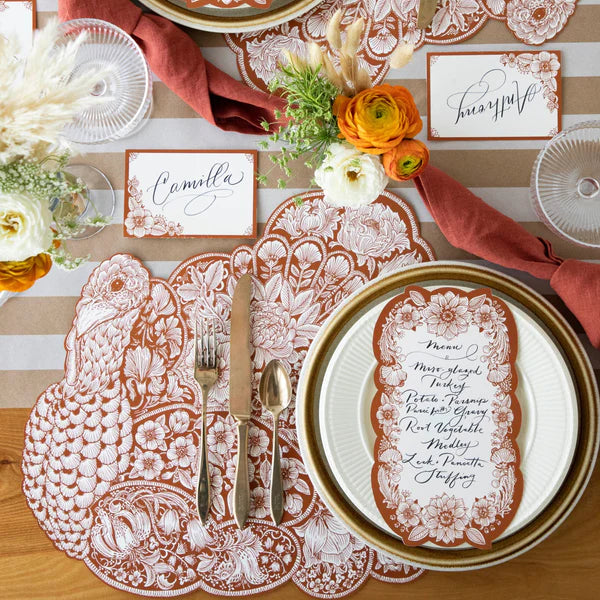 Hester & Cook DIE-CUT HARVEST TURKEY PLACEMAT - 12 SHEETS