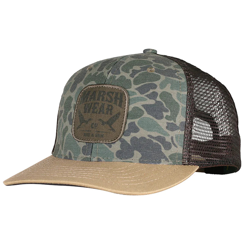 Marsh Wear Daffy Trucker Hat, Green Camo