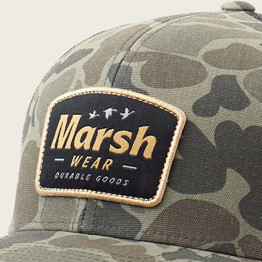 Marsh Wear Formation Trucker Hat, Dark Green Mallard Camo