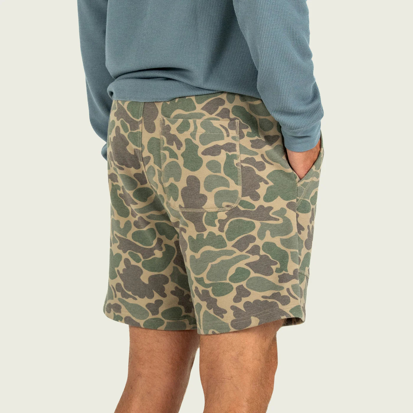 Marsh Wear Fireside Sweatshorts, Green Mallard Camo