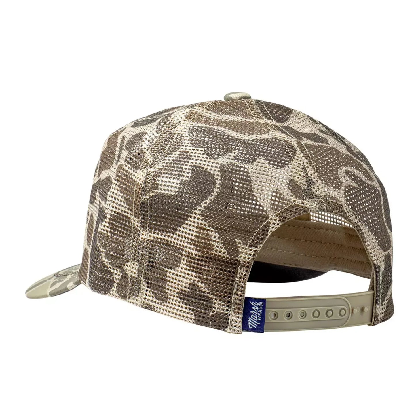 Marsh Wear Outpost Mesh Trucker Cap, Khaki Mallard Camo