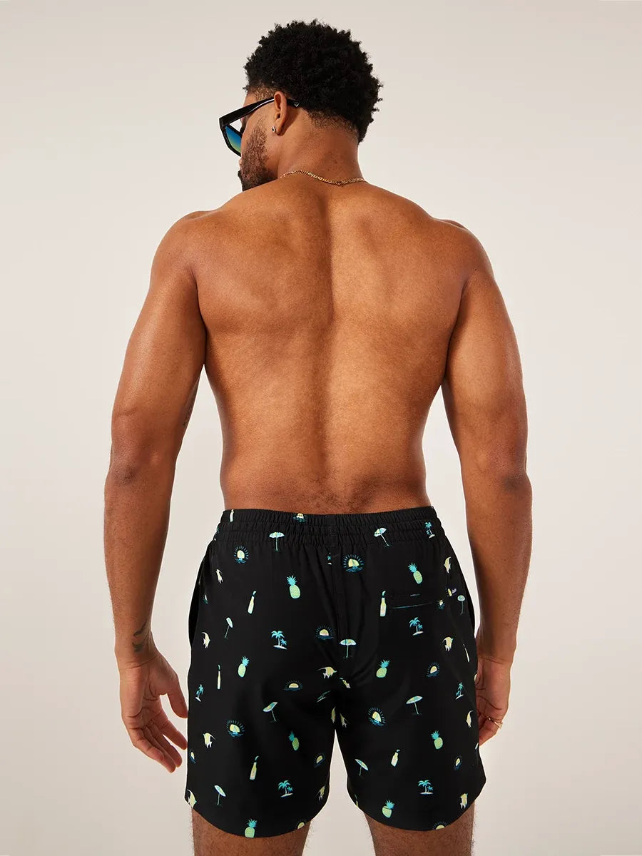 Chubbies The Beach Essentials Lined Classic Swim Trunk, Black Icon