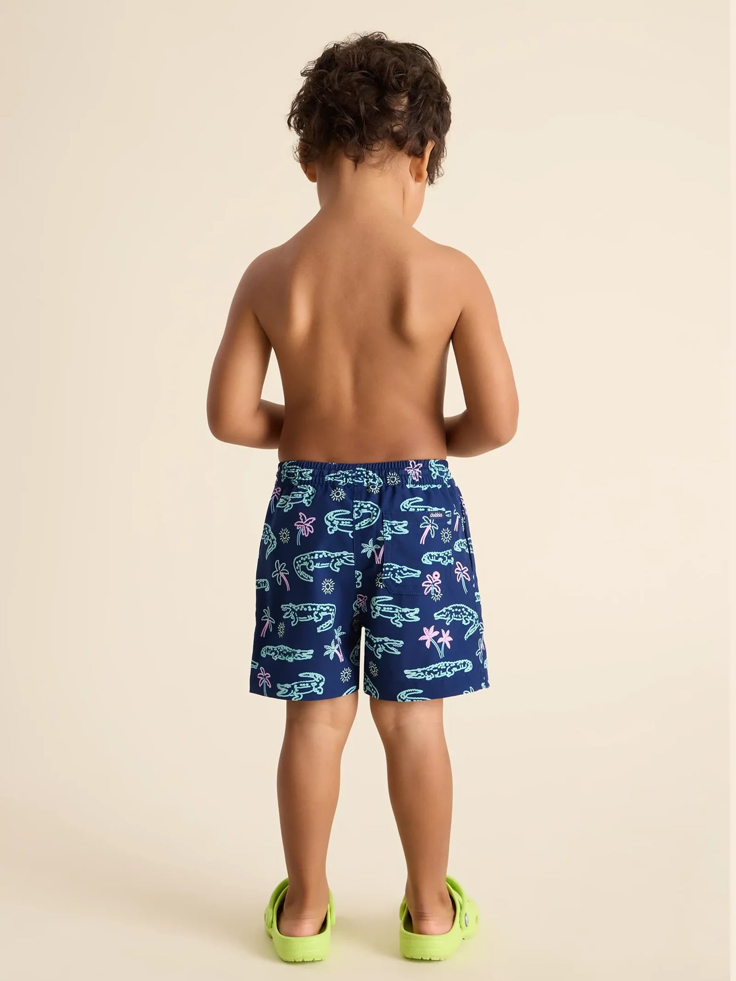 Chubbies The Mini Neon Glades Toddler Classic Swim Trunk, Navy Alligator Palms