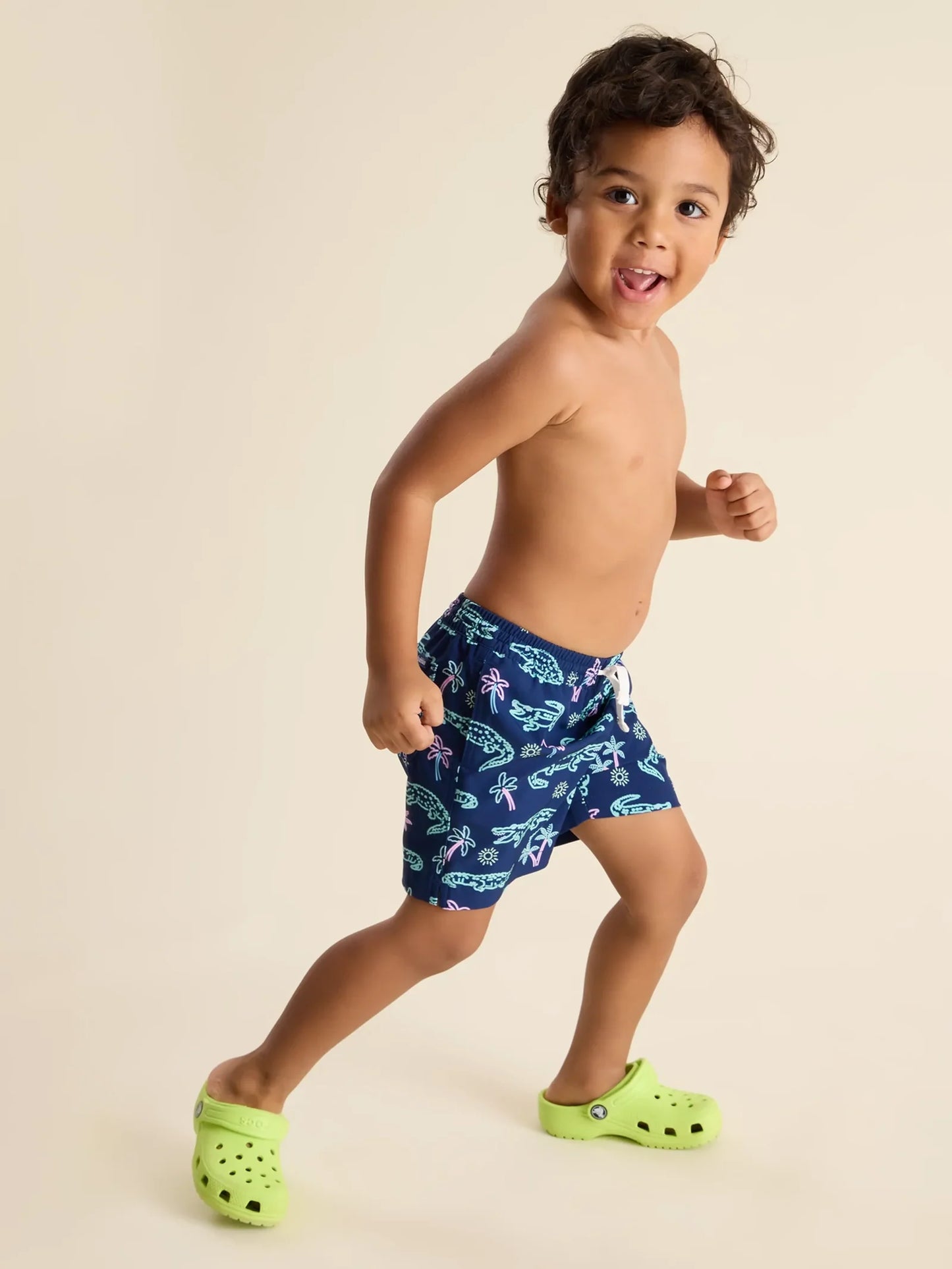 Chubbies The Mini Neon Glades Toddler Classic Swim Trunk, Navy Alligator Palms