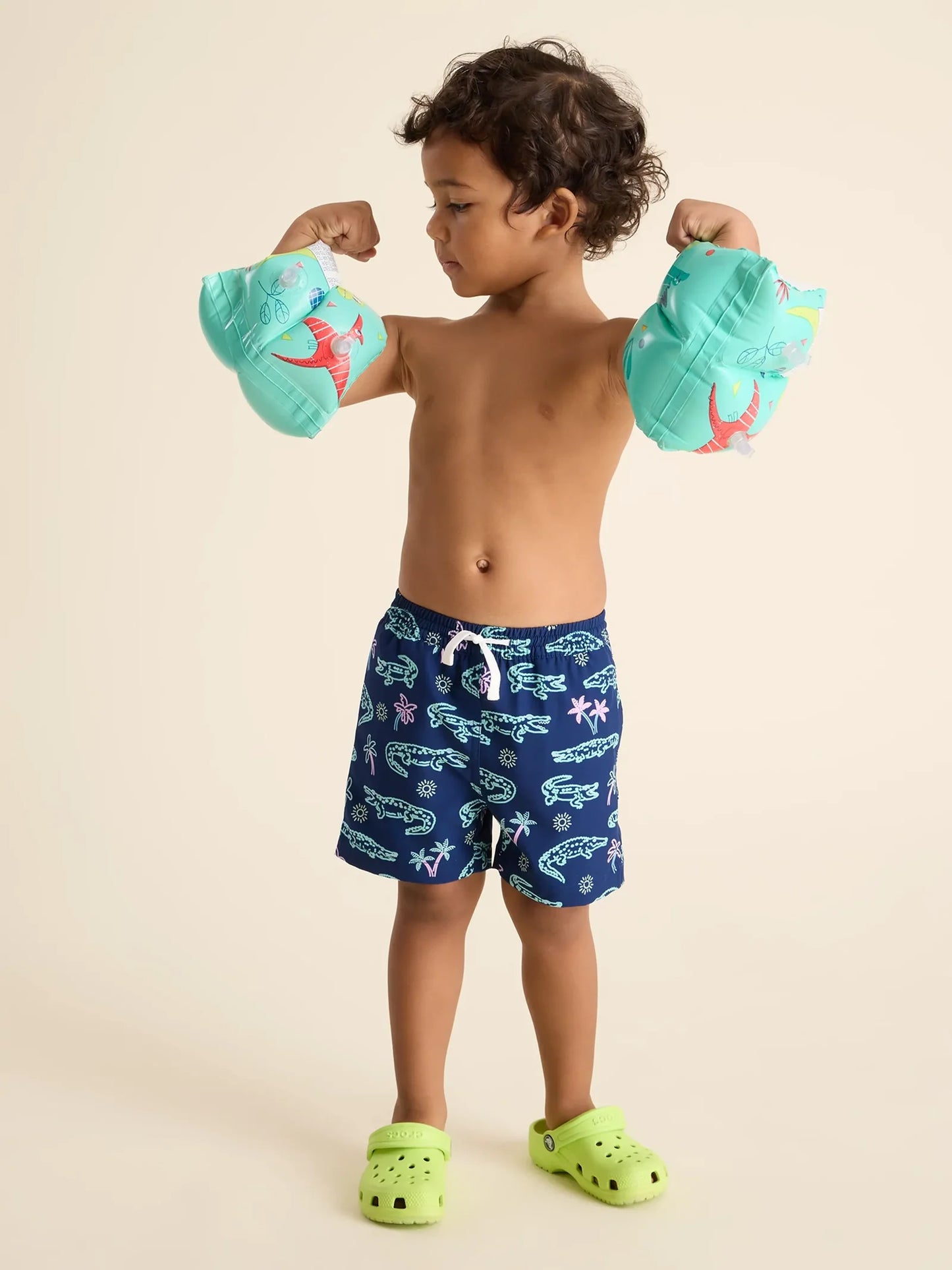 Chubbies The Mini Neon Glades Toddler Classic Swim Trunk, Navy Alligator Palms