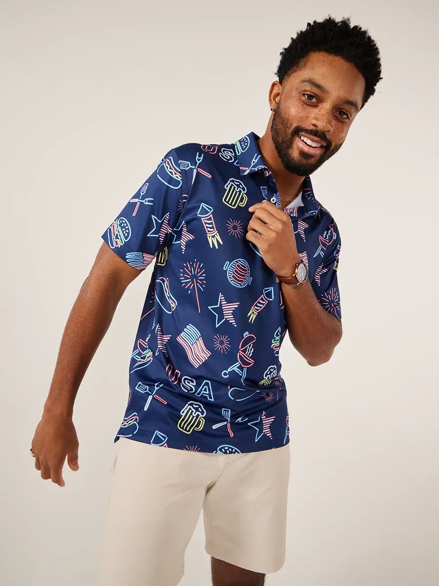 Chubbies The Patriotic Light Performance Polo, Navy Graphics