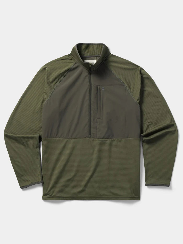 Duck Camp M's Lightweight Grid Tech Fleece Half Zip, Moss/Raven