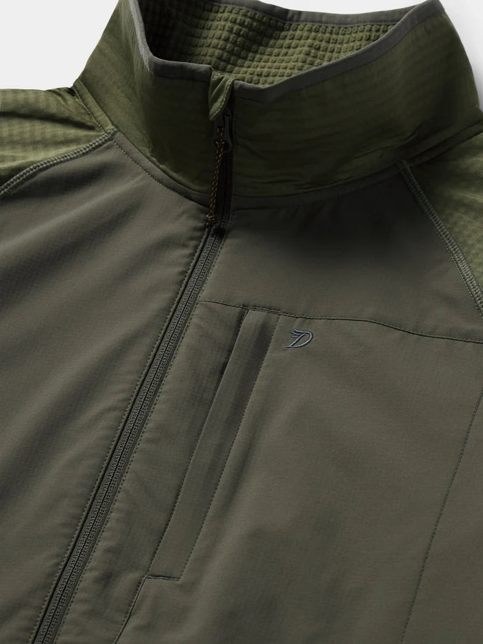 Duck Camp M's Lightweight Grid Tech Fleece Half Zip, Moss/Raven