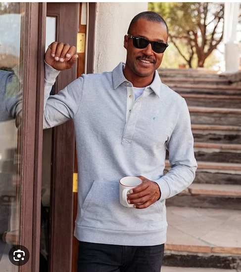 Criquet Collared Sweatshirt, Heather Light Gray