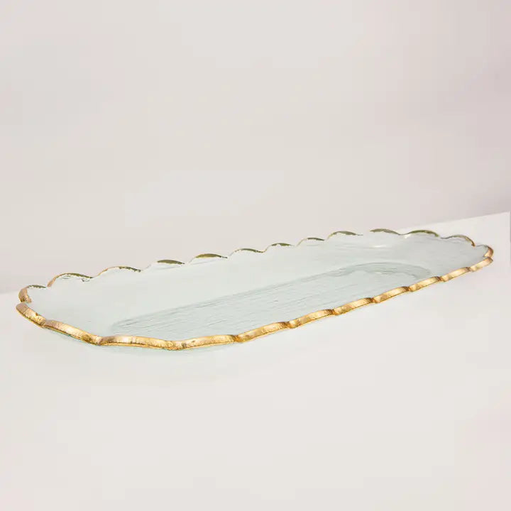 Chapelle Oval Serving Platter Clear/Gold