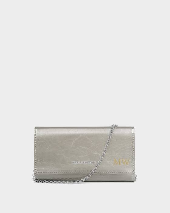 Katie Loxton Zea Patent Crackle Crossbody Purse, Pewter